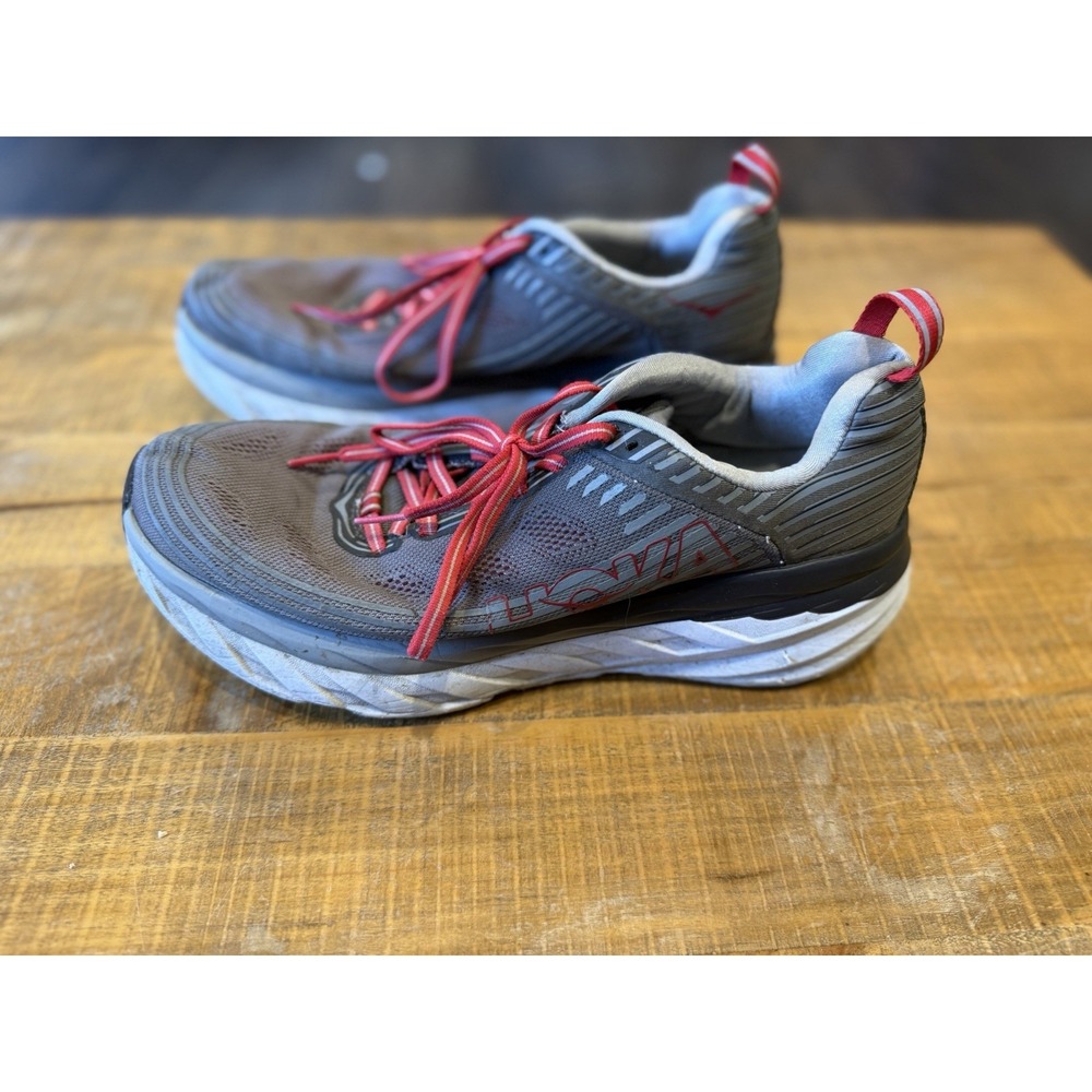 Hoka One One Bondi 6 Alloy Gray Red 1019269-ASGY Men's Sneaker Comfort Running